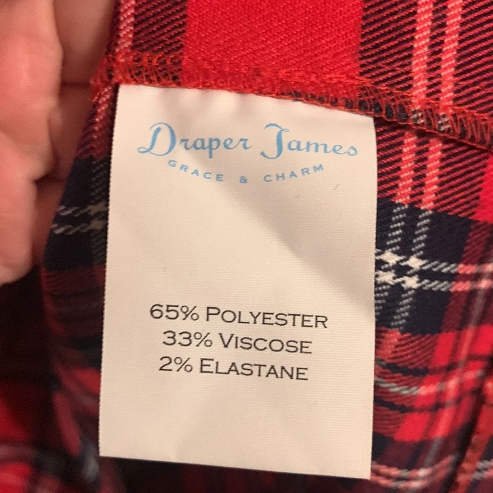 Draper James red plaid ruffle shoulder shift dress 4 - Picture 5 of 5